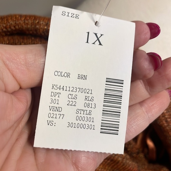 CATHERINES NWT CROCHET lightweight knit layering sweater cowl neck 1X rusty - Picture 10 of 12